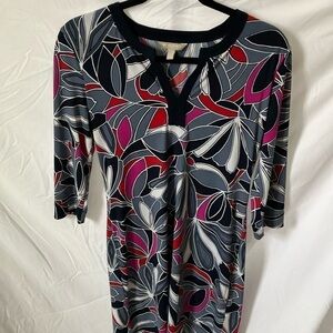 Banana Republic: Navy Blue, Red & Pink MIDI, boxy dress- size S